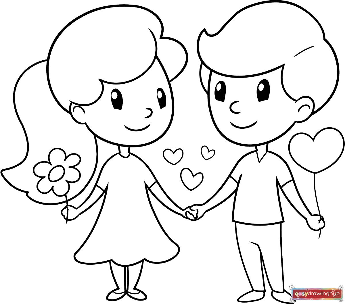 Free printable Cartoon Couple coloring page