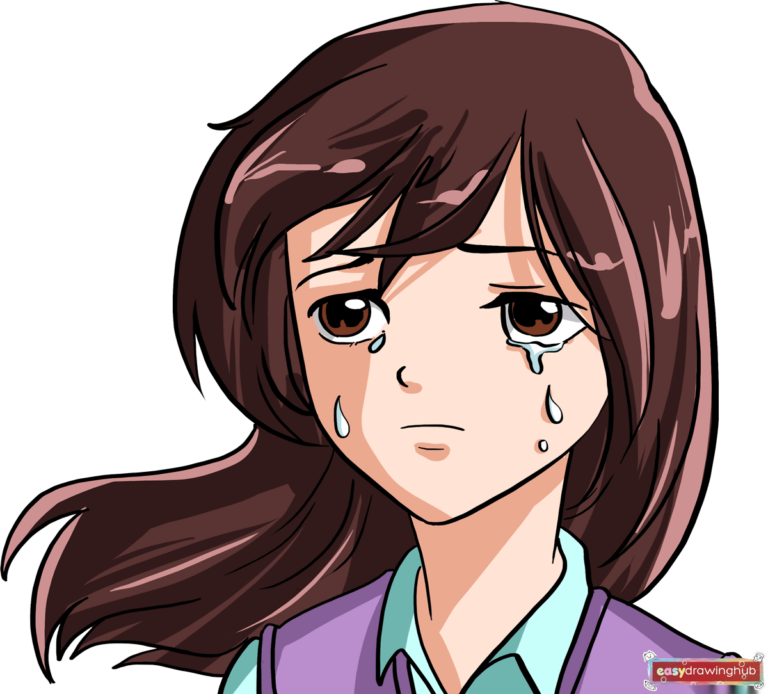 Learn how to draw a sad anime girl's face