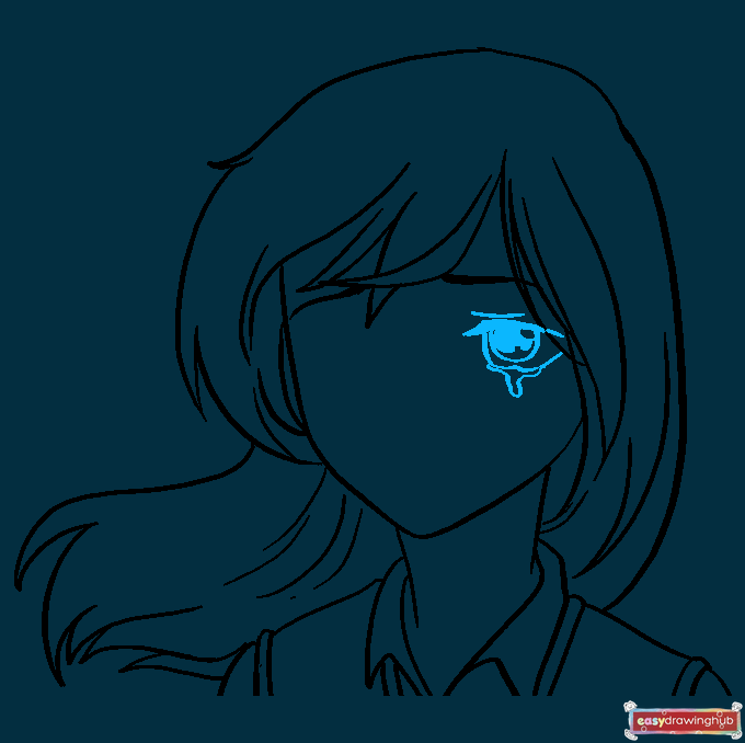 How to Draw a Sad Anime Face Step 06