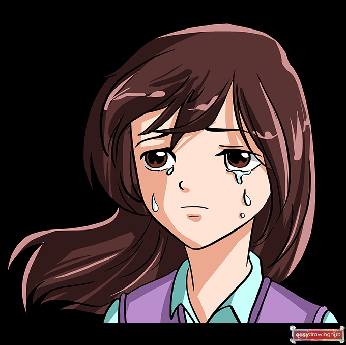 How to Draw a Sad Anime Face Step 10