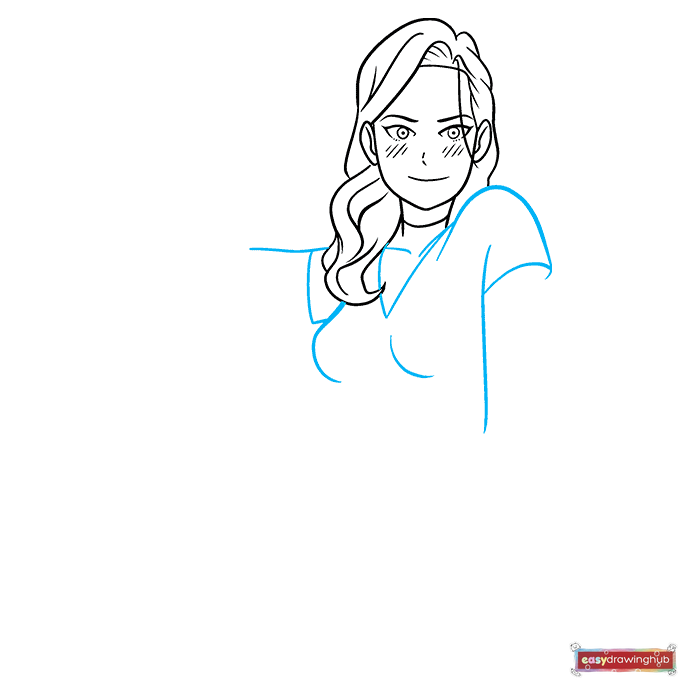 Sexy Anime Girl step-by-step drawing tutorial: step 4