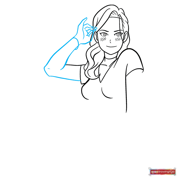 Sexy Anime Girl step-by-step drawing tutorial: step 5