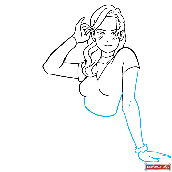 Sexy Anime Girl step-by-step drawing tutorial: step 6