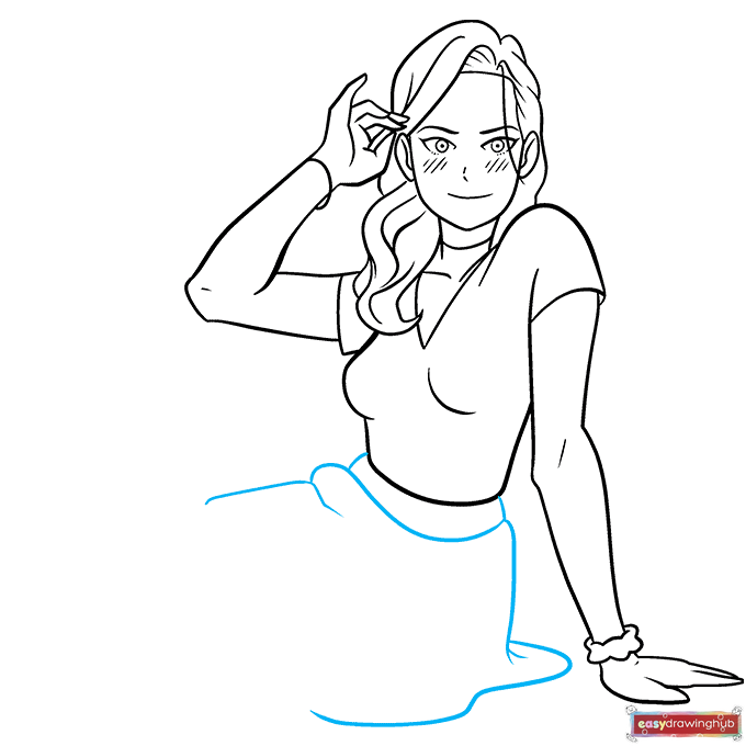 Sexy Anime Girl step-by-step drawing tutorial: step 7