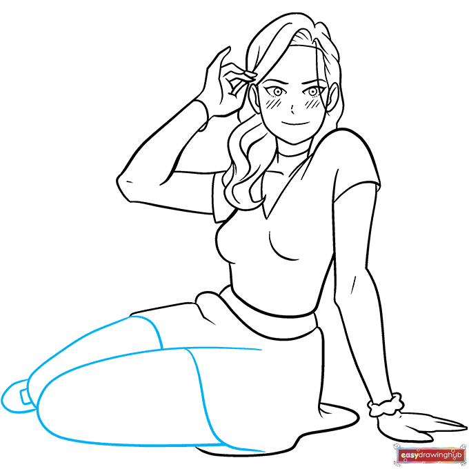 Sexy Anime Girl step-by-step drawing tutorial: step 8
