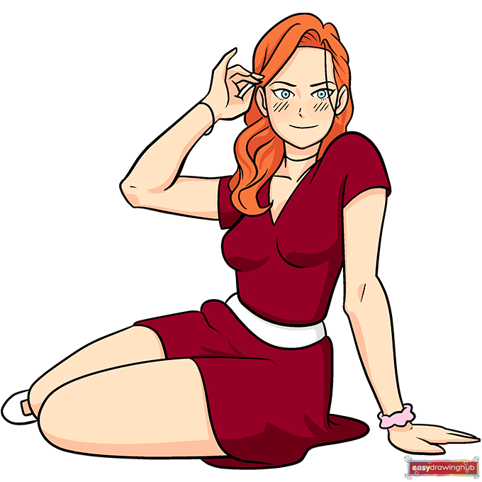 Sexy Anime Girl step-by-step drawing tutorial: step 9