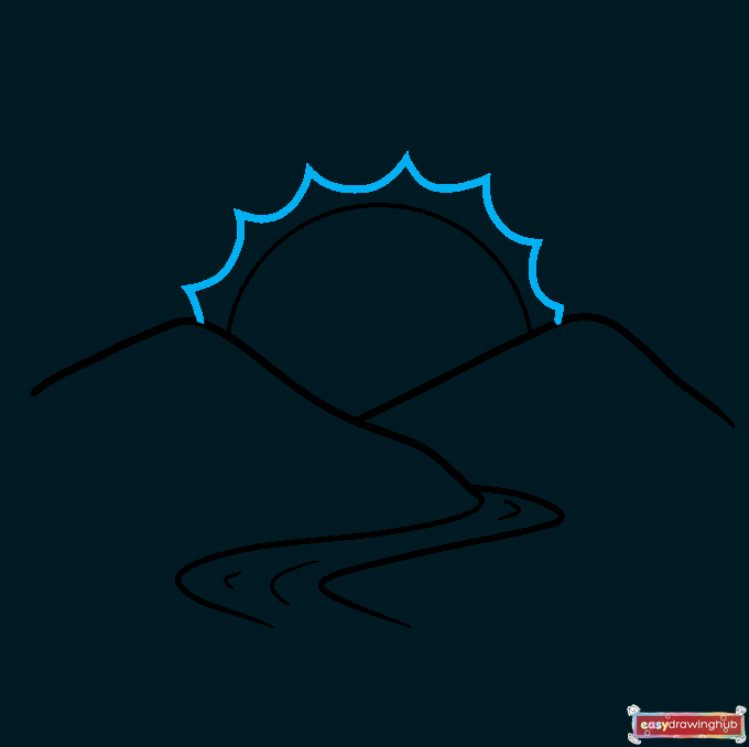 How to Draw a Sunrise Step 06