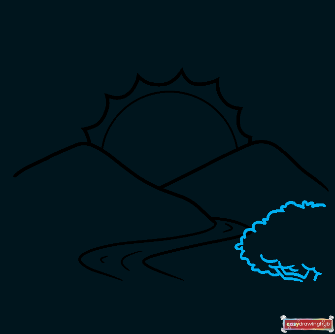 How to Draw a Sunrise Step 07