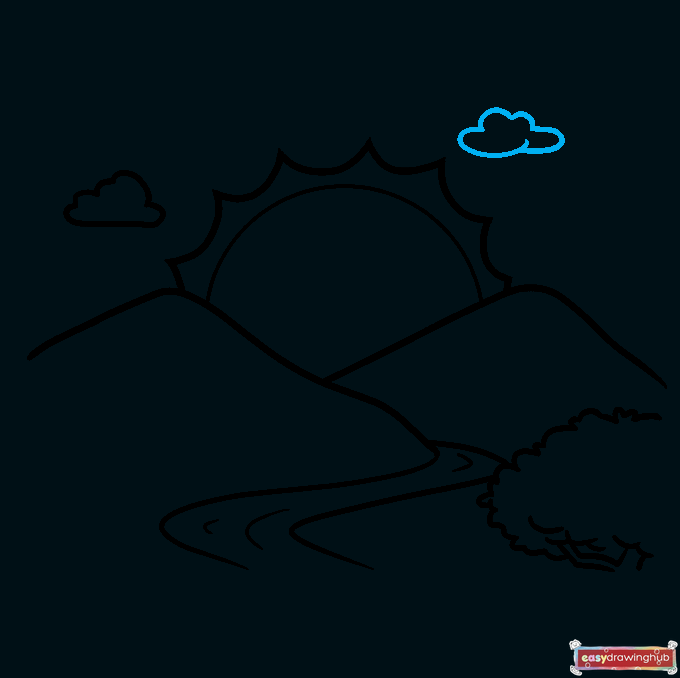 How to Draw a Sunrise Step 09