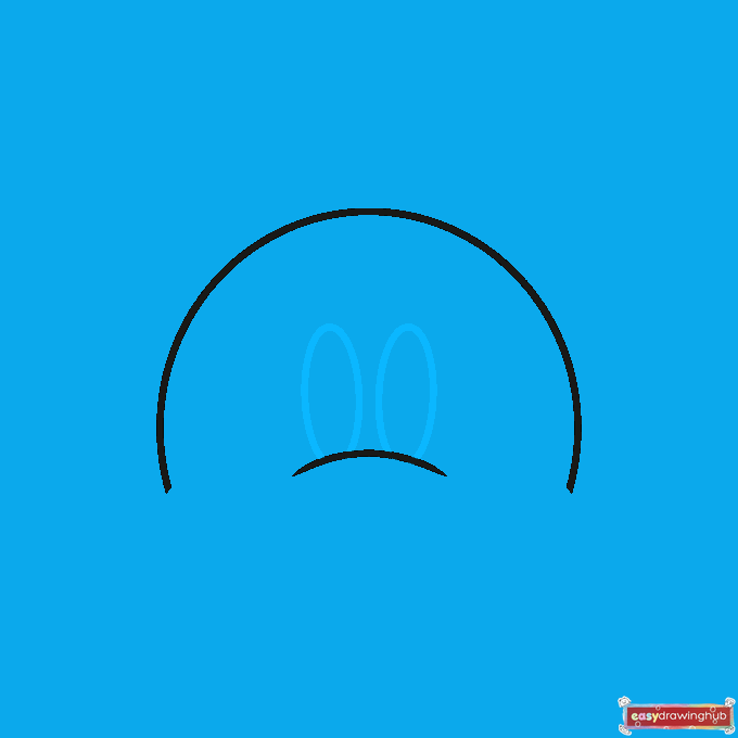 Easy Mickey Mouse Face step-by-step drawing tutorial: Step 2