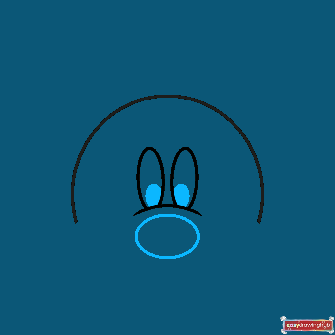 Easy Mickey Mouse Face step-by-step drawing tutorial: Step 3