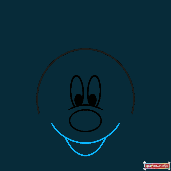 Easy Mickey Mouse Face step-by-step drawing tutorial: Step 4