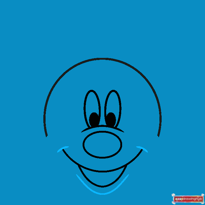 Easy Mickey Mouse Face step-by-step drawing tutorial: Step 5