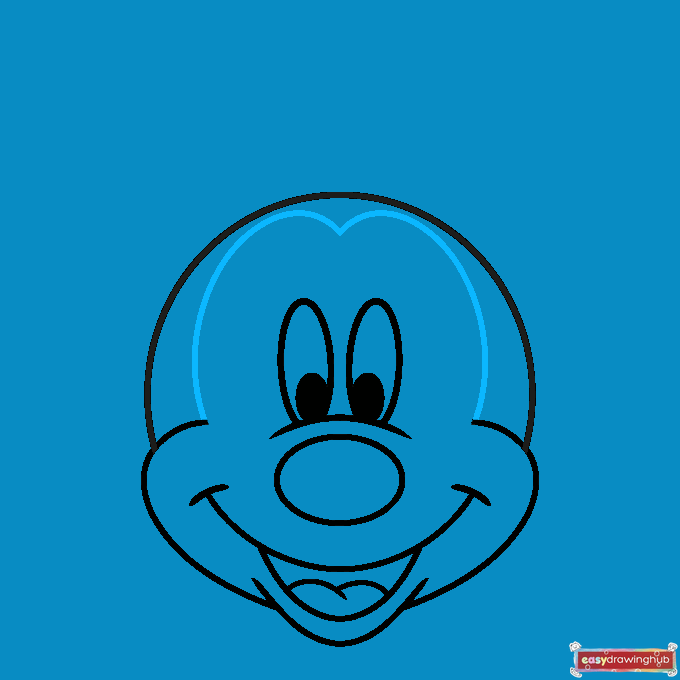 Easy Mickey Mouse Face step-by-step drawing tutorial: Step 8