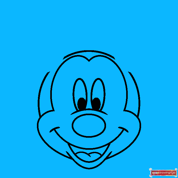 Easy Mickey Mouse Face step-by-step drawing tutorial: Step 9
