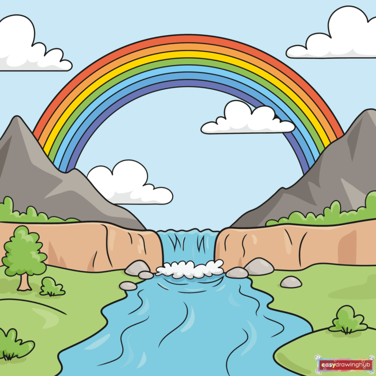 how to draw an easy rainbow scenery featured image