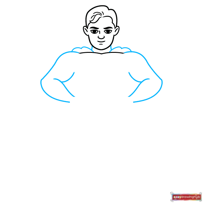 Easy Superman step-by-step drawing tutorial: step 4