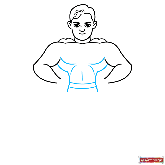 Easy Superman step-by-step drawing tutorial: step 5