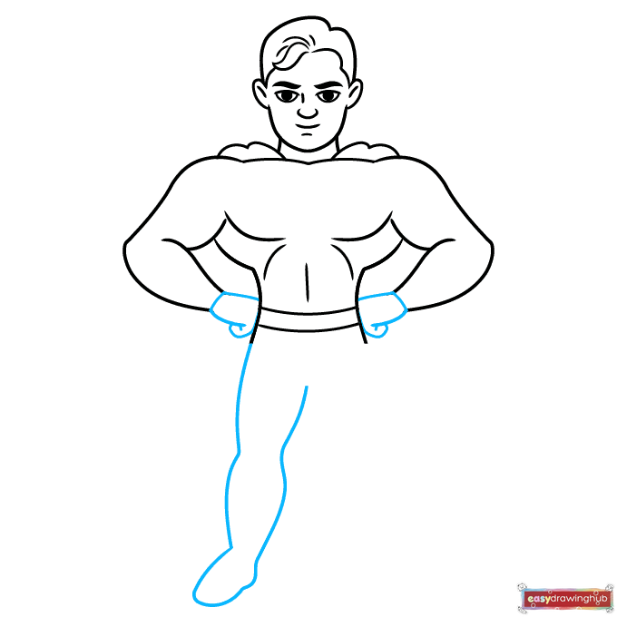 Easy Superman step-by-step drawing tutorial: step 6