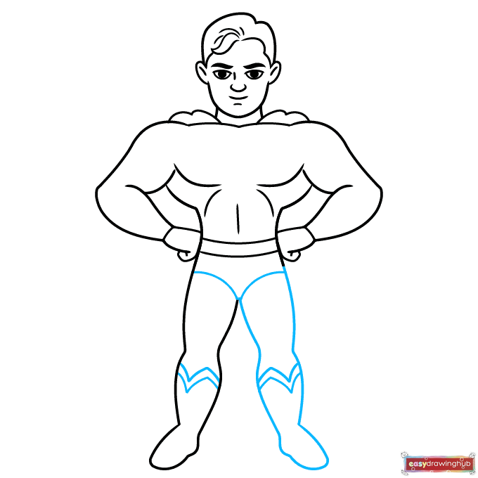 Easy Superman step-by-step drawing tutorial: step 7