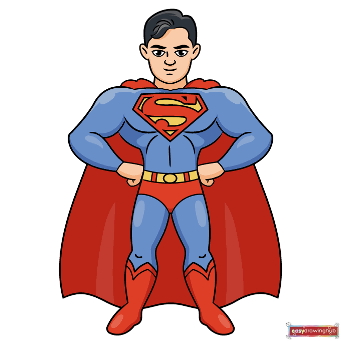 Easy Superman step-by-step drawing tutorial: step 11