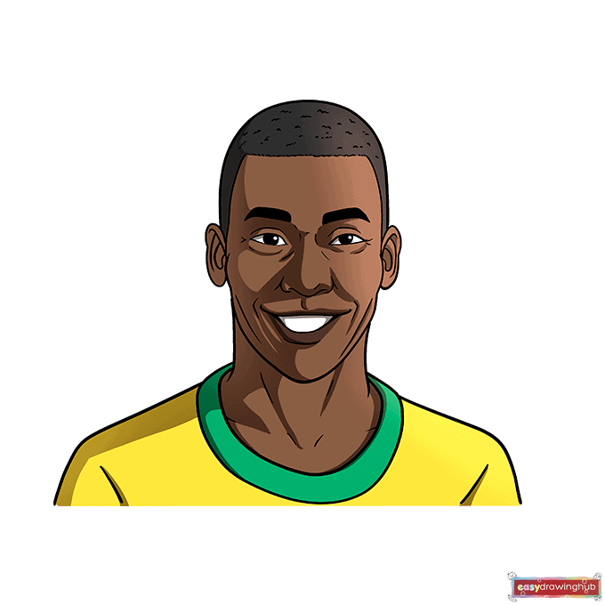 Pelé step-by-step drawing tutorial: step 11