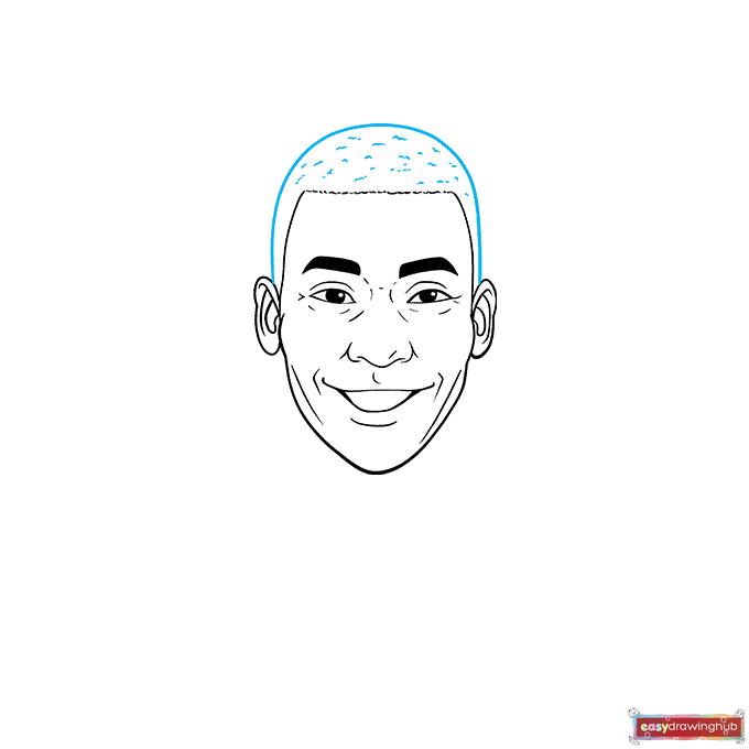 Pelé step-by-step drawing tutorial: step 7