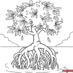 Free printable Mangrove Tree coloring image