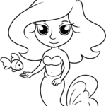 Free printable Simple Cute Mermaid coloring page