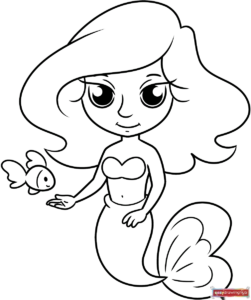 Free printable Simple Cute Mermaid coloring page