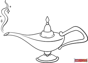 Free printable Genie Lamp from Aladdin coloring image