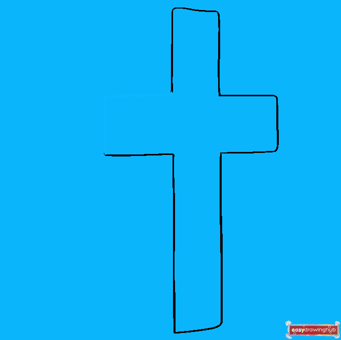 Completed 2D cross outline showing the final sideways L shape connection.
