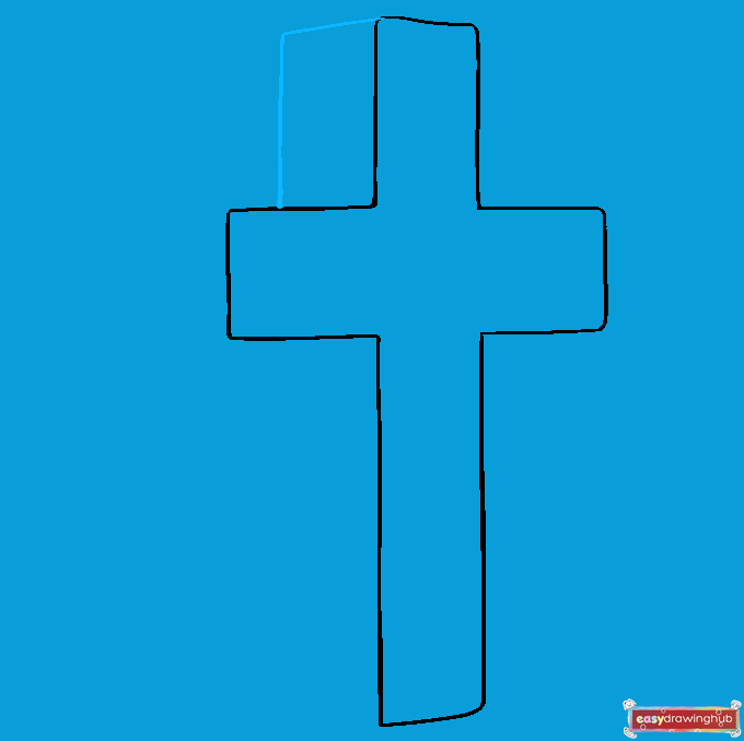 Adding an angled upside-down L line to the top left to create a 3D perspective.