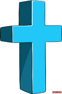 Completed 3D cross drawing featured image showing the final shaded result.
