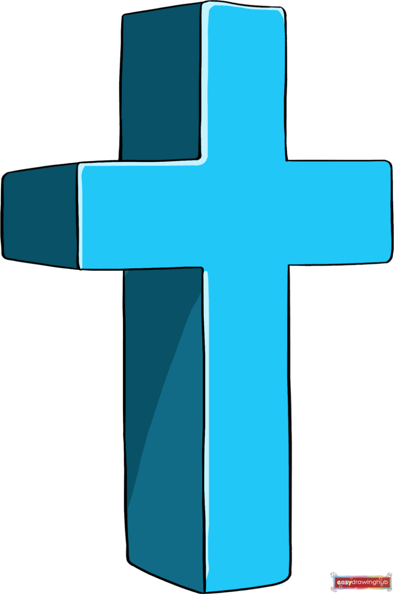 Completed 3D cross drawing featured image showing the final shaded result.
