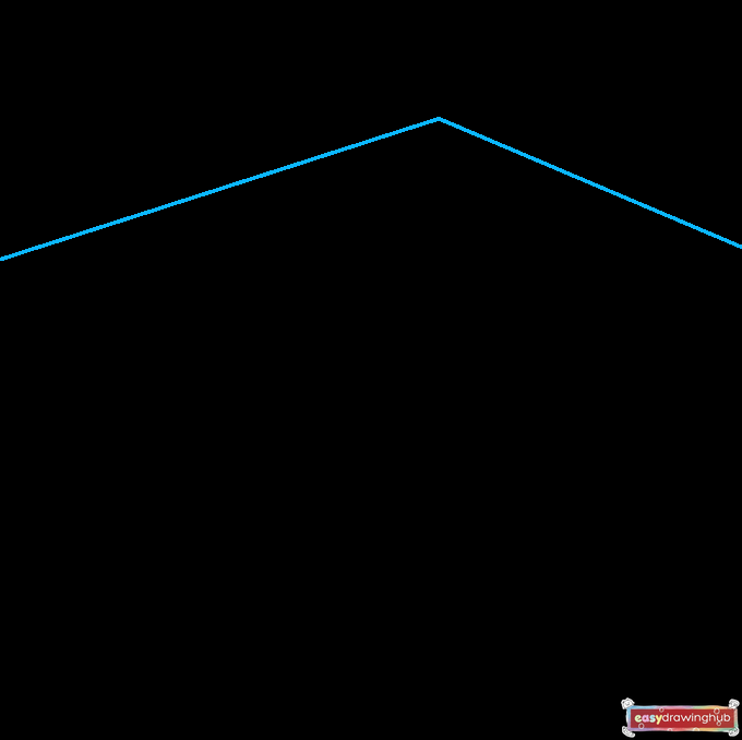Line drawing showing how to draw an upward angle with two straight lines to start the 3D hole illusion.