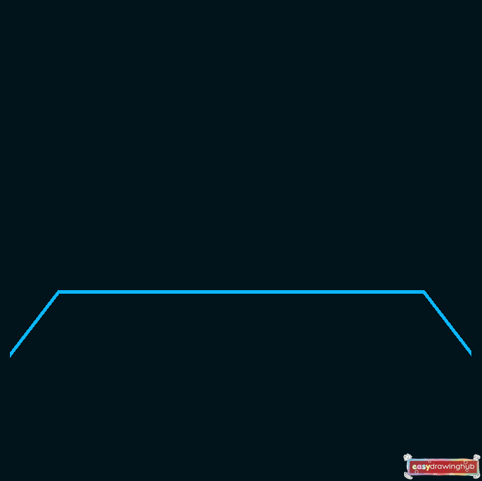 Line drawing showing how to sketch a trapezoid base for the easy 3D sphere tutorial.