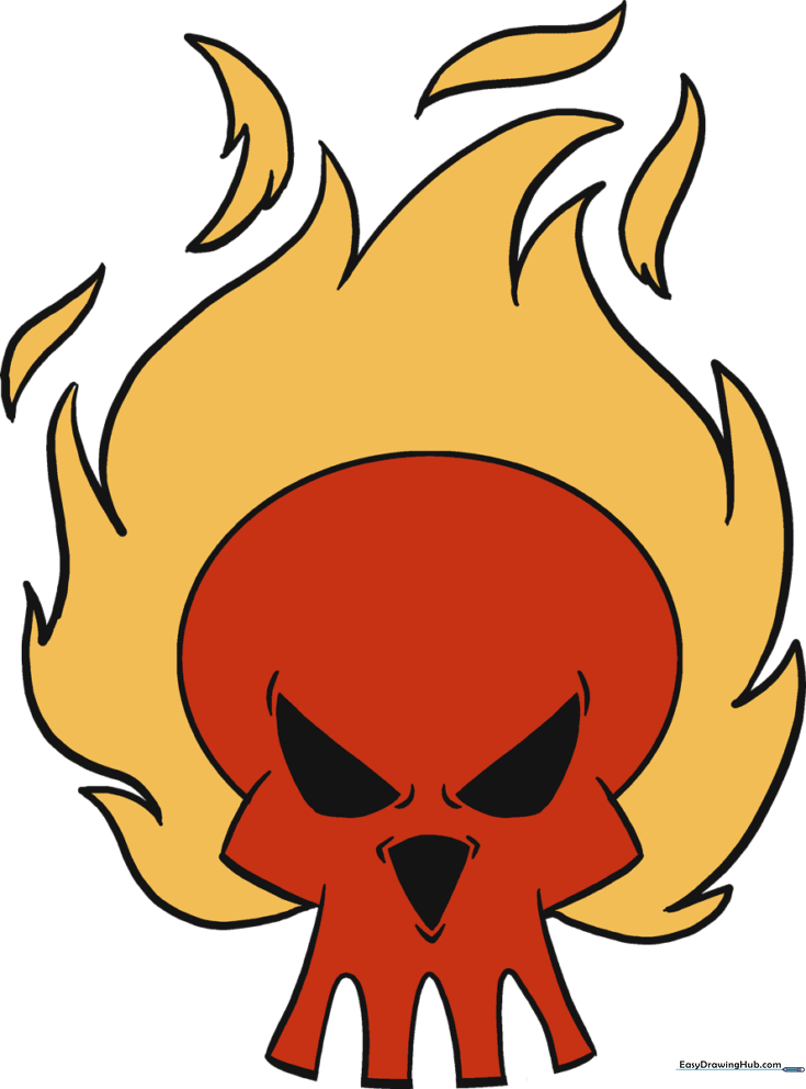 How to Draw a Flaming Skull