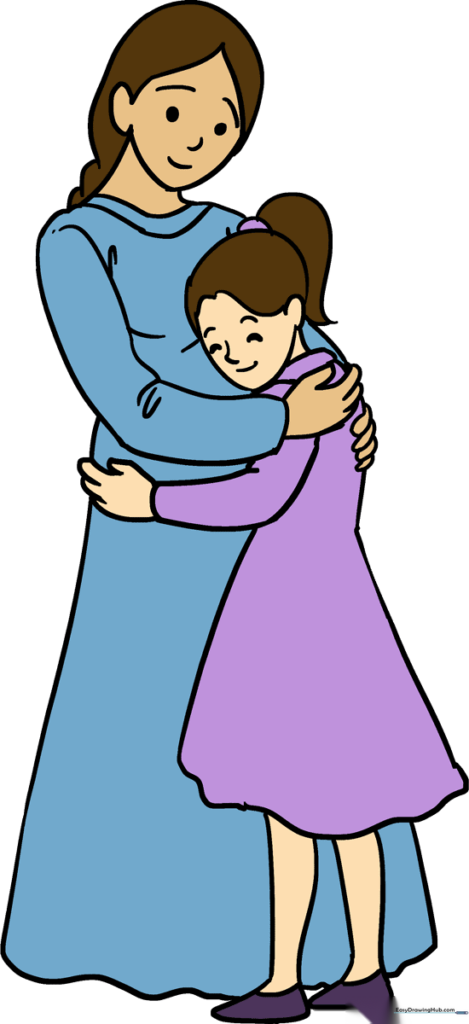 How to Draw a Mother Hugging a Daughter
