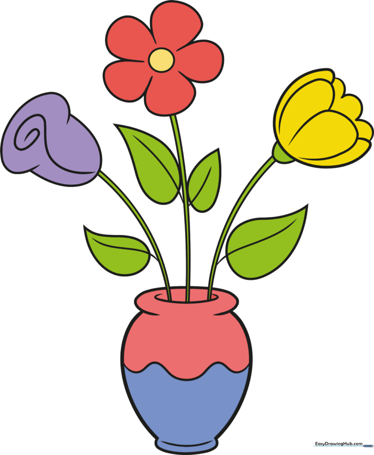 How to Draw Simple Flowers in a Vase