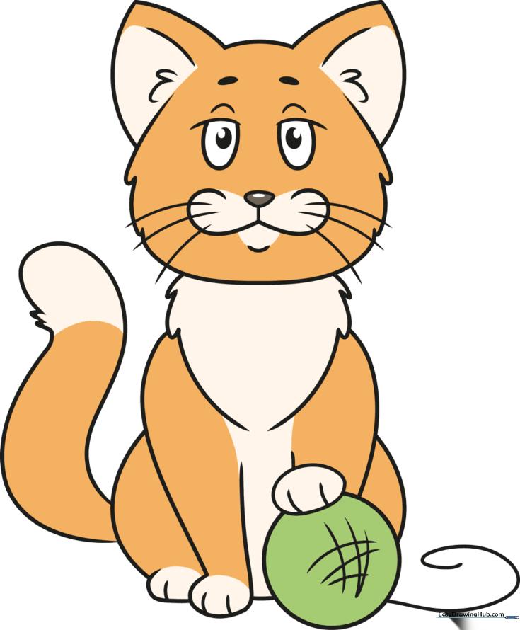 How to Draw a Sitting Cartoon Cat