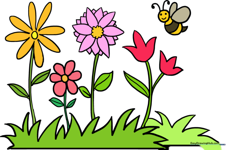 How to Draw a Flower Garden