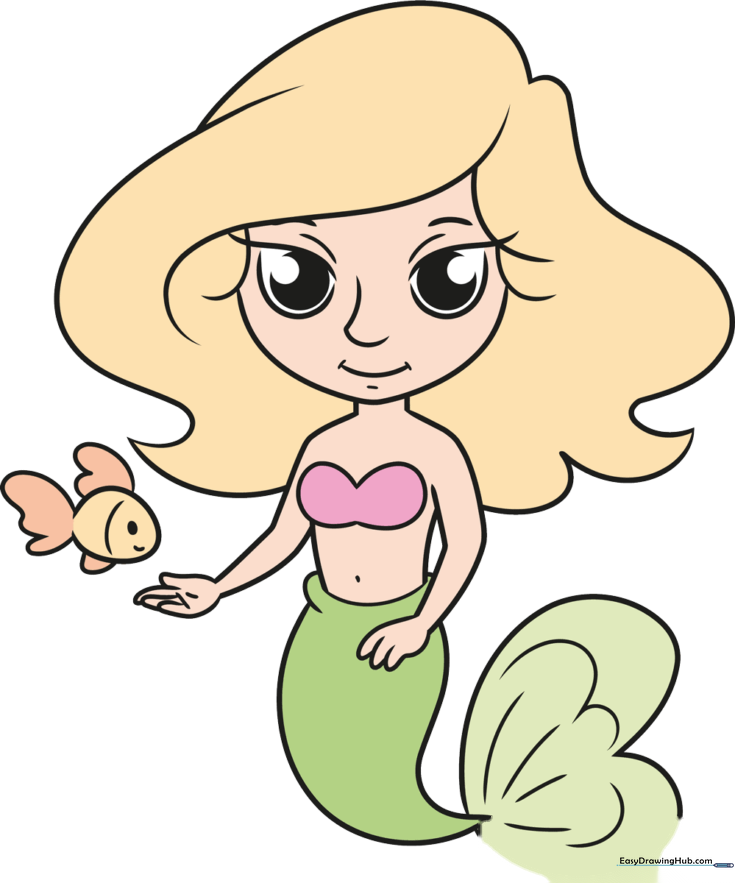 How to Draw a Simple Cute Mermaid