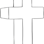 A clean, printable 3D Cross coloring page featuring bold outlines for easy coloring by kids and beginners.