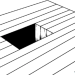 A black and white 3D hole optical illusion coloring page for kids to print and color