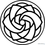 Intricate abstract rose mandala coloring page with floral patterns, perfect for printable art projects