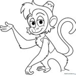 Cute Abu from Aladdin character coloring page for kids, free printable sheet