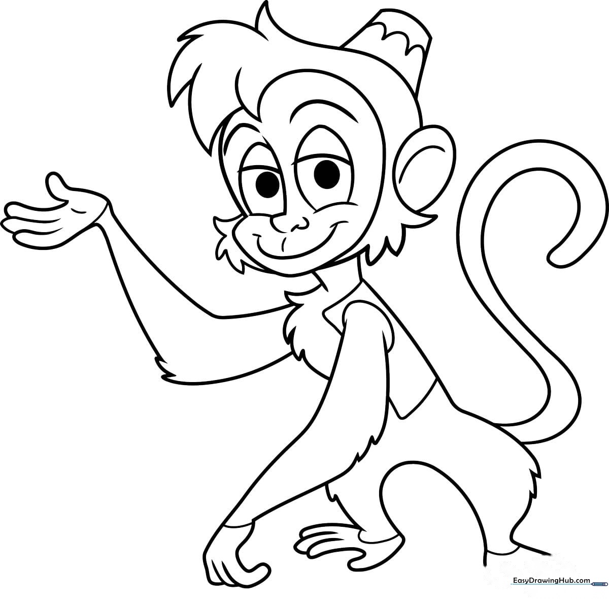 Cute Abu from Aladdin character coloring page for kids, free printable sheet