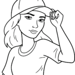 A cute aesthetic girl character with stylish hair and trendy outfit, ready for kids to color on this free printable sheet.