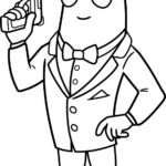 Agent Peely from Fortnite character in a suit, free printable coloring page for kids